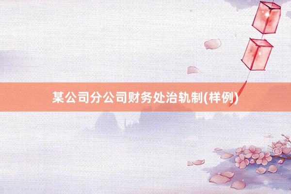 某公司分公司财务处治轨制(样例)